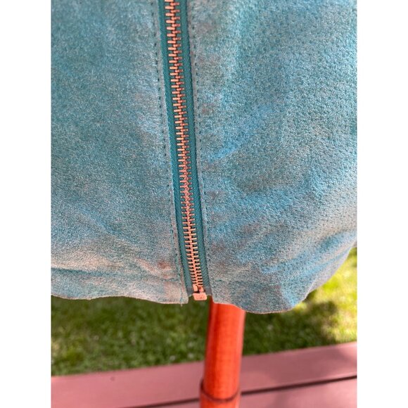 Mark Alan 2X Genuine Leather Turquoise Womens Jacket With Front Zipper Closure & - Picture 2 of 8